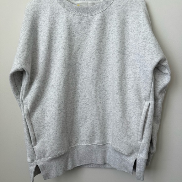 Zella Crewneck Sweatshirt Light Grey Size Small Slit Hem Soft Cozy Warm - Picture 3 of 7